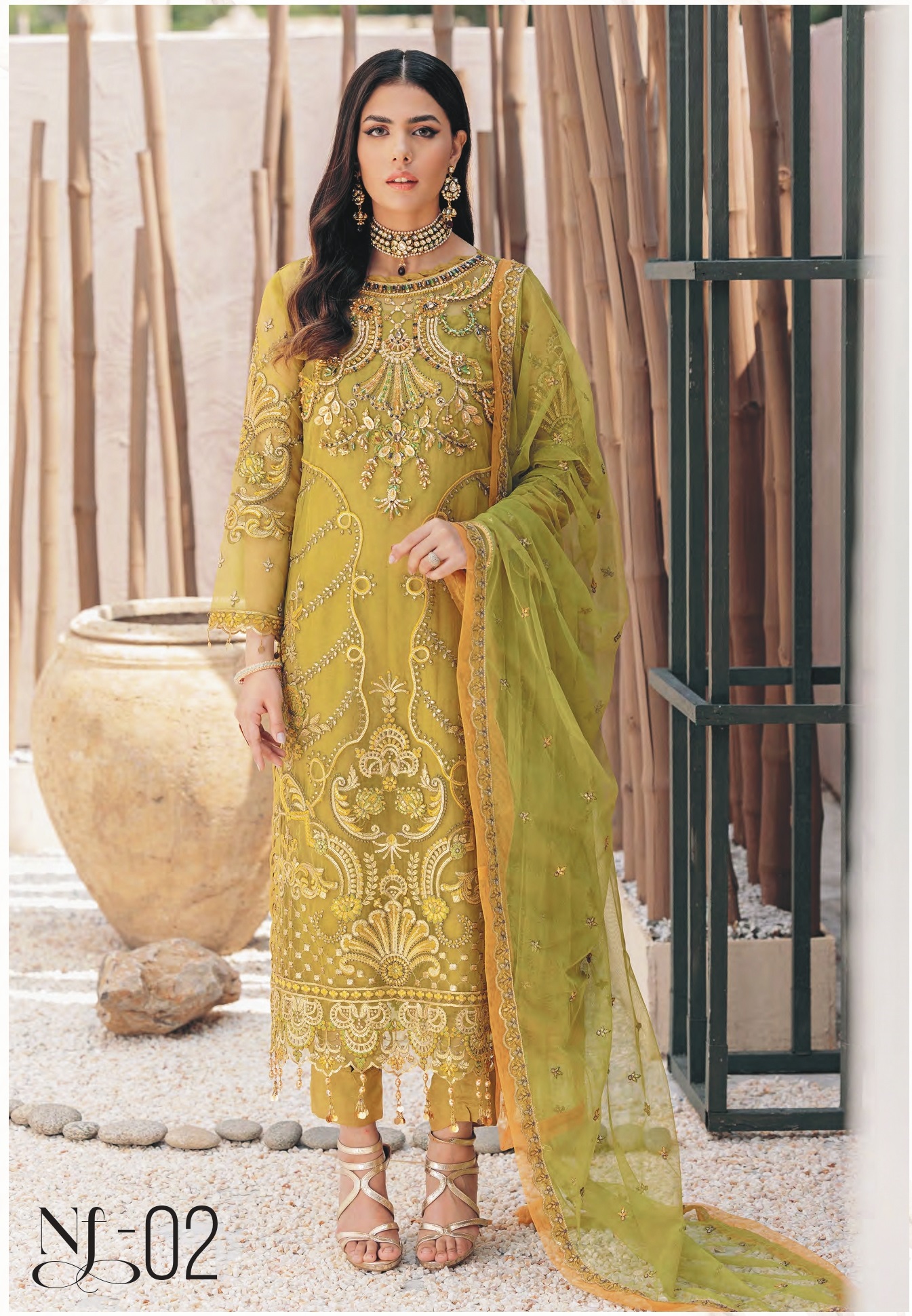 Yellow Muslim Pakistani Salwar Kameez Woman Eid Georgette Dress - FASHION  BAZAR 365